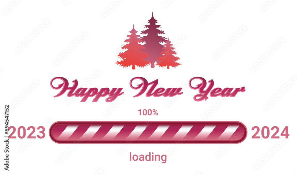 Happy new year banner with Progress bar vector illustration Happy new year banner with Progress bar vector illustration