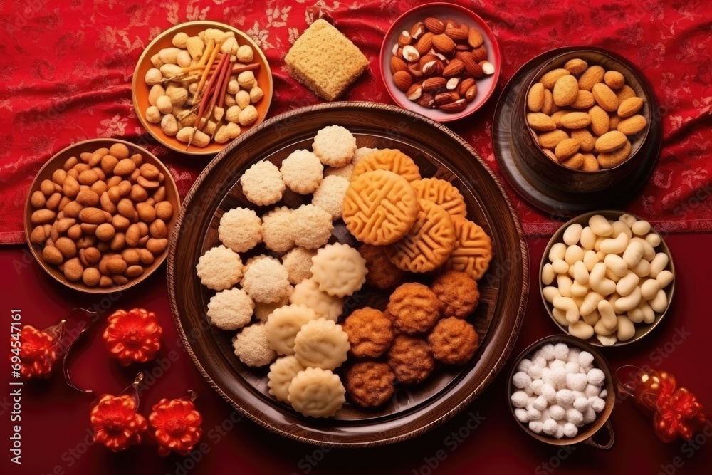 Top view of chinese new year desserts and sweets Top view of chinese new year desserts and sweets