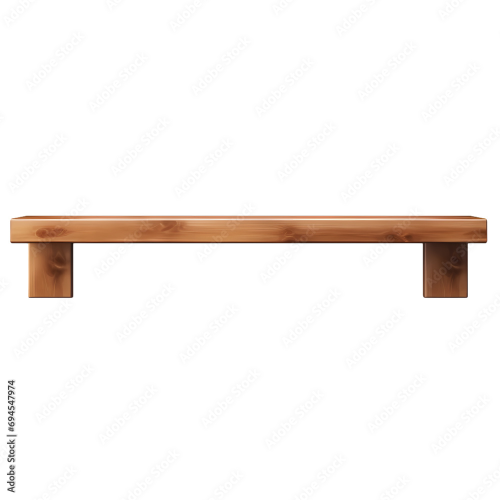 Empty wooden shelf isolated on transparent background Empty wooden shelf isolated on transparent background
