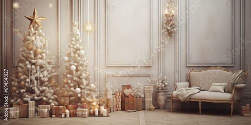 Festive adornments in a lovely indoor space. © Vusal