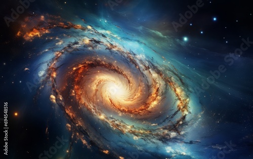 Galaxy in outer space. Abstract space background. 3D rendering © Dina
