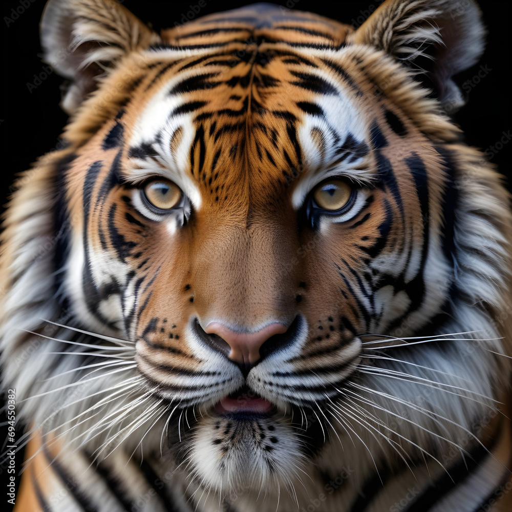 Portrait of a Tiger with a black background Portrait of a Tiger with a black background