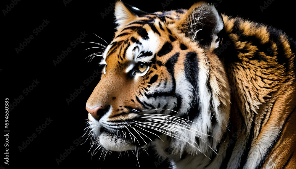 Fototapeta premium Portrait of a Tiger with a black background