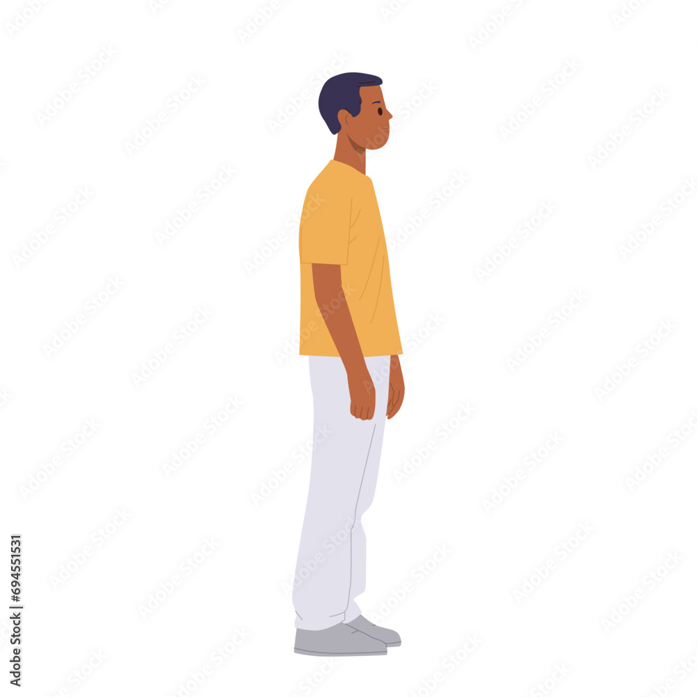 Man cartoon character standing waiting something vector illustration isolated on white background Man cartoon character standing waiting something vector illustration isolated on white background