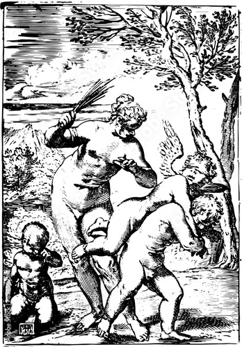 ancient woodcut Venus punishing profane love