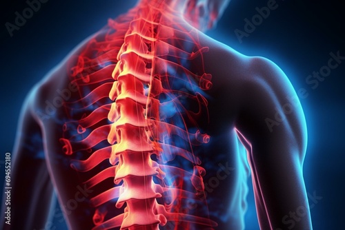 Injury to spinal disc resulting in herniation and fracture. Generative AI