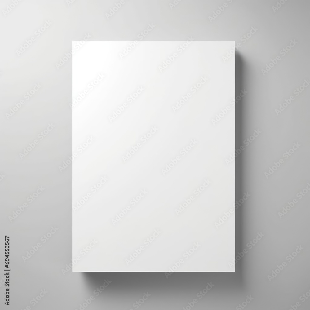 A4 A5 Magazine Brochure 3D Rendering White Blank Mockup, Vector White sheet of paper. Realistic empty paper note template of A4 format with soft shadows isolated on gray background. - obrazy, fototapety, plakaty 
