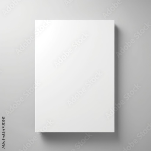 A4 A5 Magazine Brochure 3D Rendering White Blank Mockup, Vector White sheet of paper. Realistic empty paper note template of A4 format with soft shadows isolated on gray background. photo