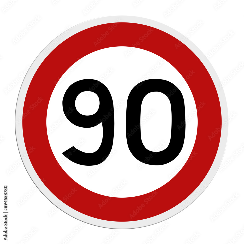 Panneau 90 - vitesse - limite - France Panneau 90 - vitesse - limite - France