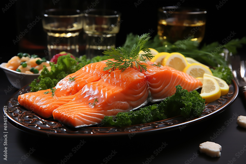 Salmon on plate Salmon on plate
