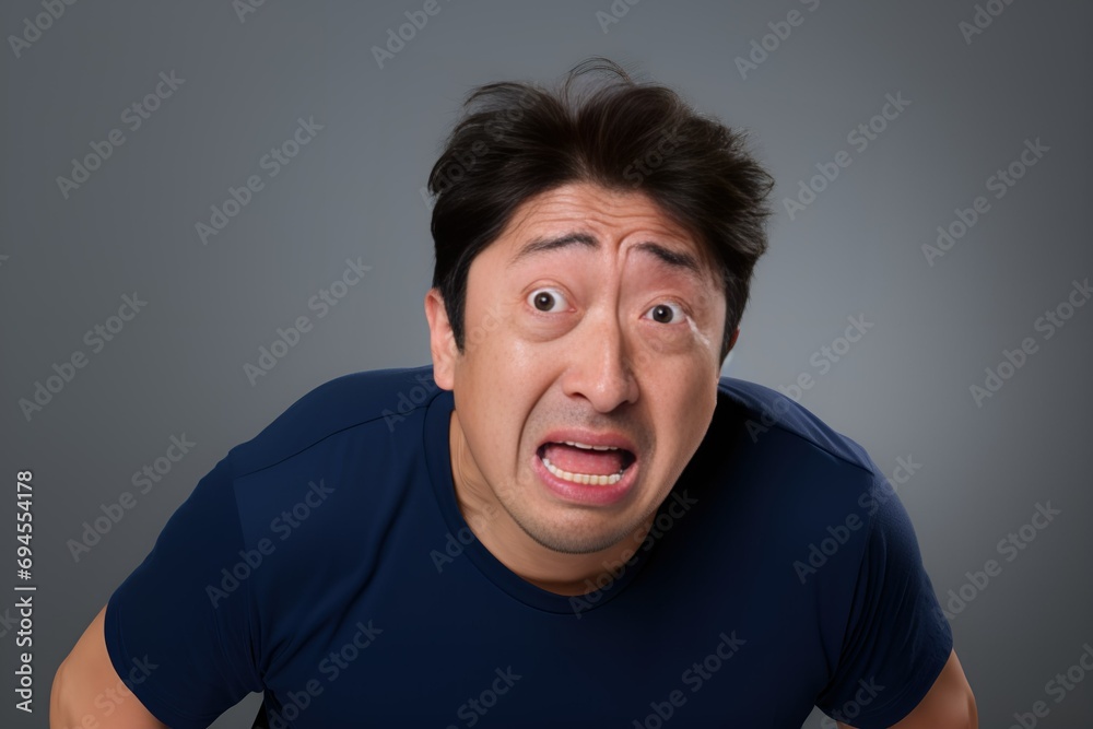 Shocked Man with Wide Eyes and Open Mouth. Generative AI. Shocked Man with Wide Eyes and Open Mouth. Generative AI.