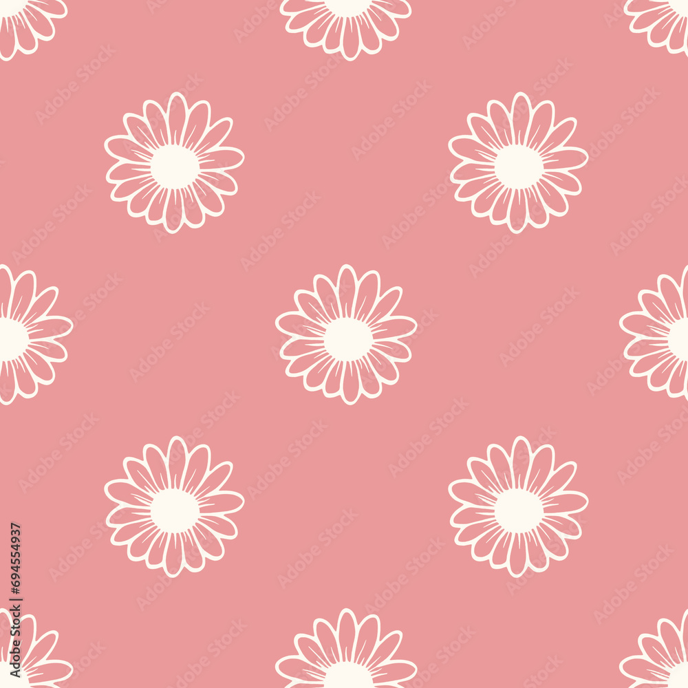 Daisy flower seamless on background illustration. Pretty floral pattern for print. Flat design. Daisy flower seamless on background illustration. Pretty floral pattern for print. Flat design.