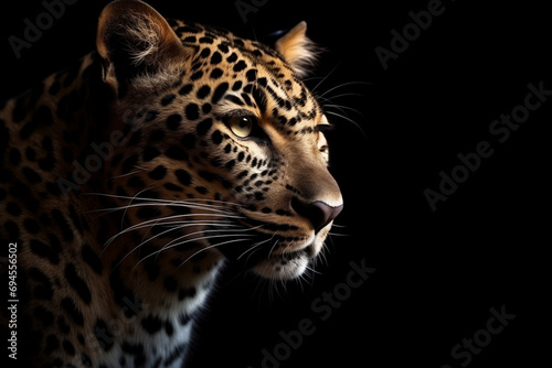 Untamed Elegance: Leopard's Mesmerizing Portrait on a Dark Canvas
