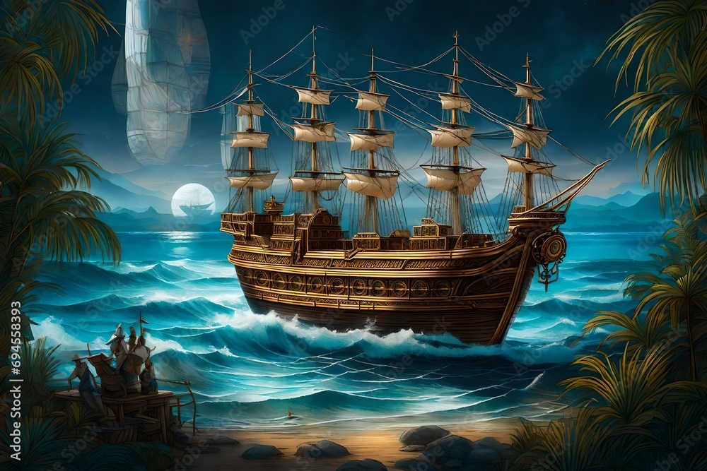 The Intricate Beauty of a Small Ship in a Bottle - A Masterpiece of Artistry and Imagination Encased, Symbolizing the Boundless Spirit of Adventure and the Uncharted Seas of Creativity