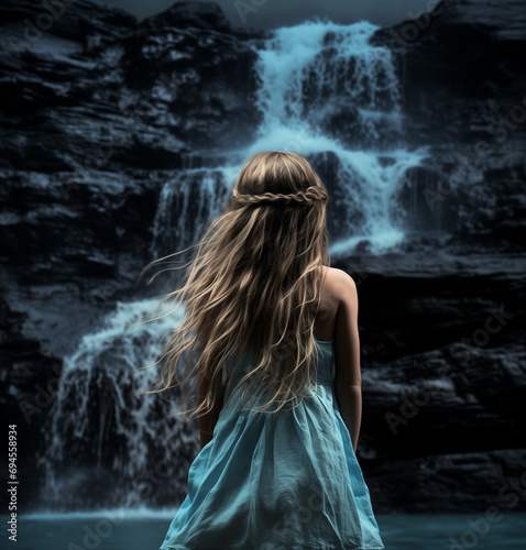 child in the water,turquoise,model,faschion photo