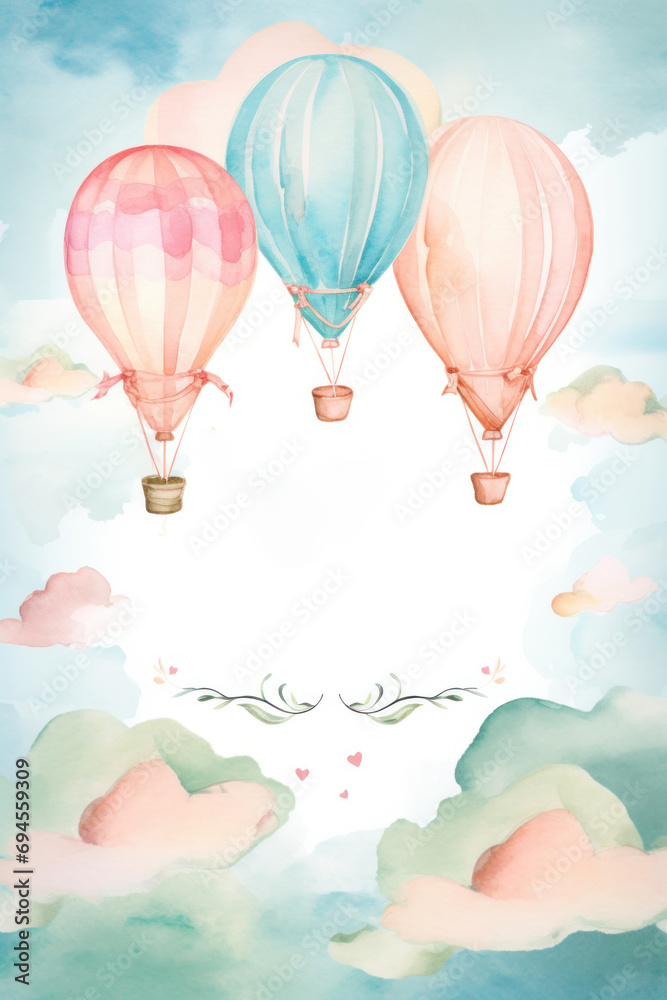 Watercolor baby shower template, delicate design, perfect for welcoming the newest little one