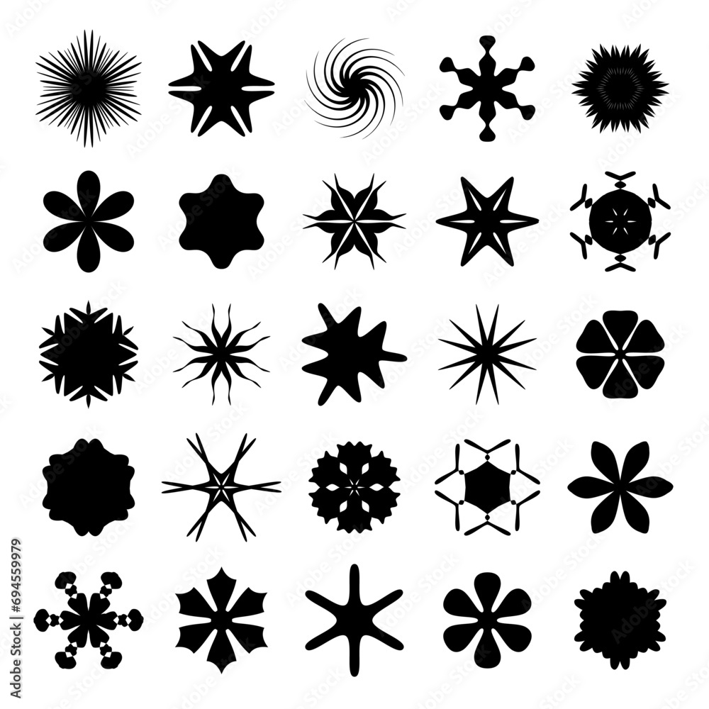 Vector set of abstract minimalistic geometric elements. Contemporary simple various zigzag shapes, curves, circles for logo. Star Icons. Symbols Shine Elements. Curved lines Vector set of abstract minimalistic geometric elements. Contemporary simple various zigzag shapes, curves, circles for logo. Star Icons. Symbols Shine Elements. Curved lines