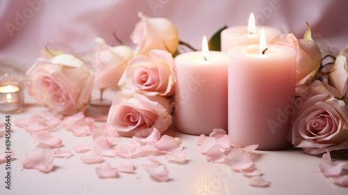 Wedding background  candles  delicate decor  and space for love-filled declarations