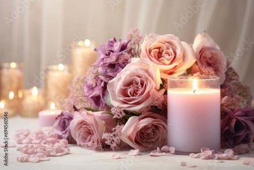Wedding background, candles, delicate decor, and space for love-filled declarations