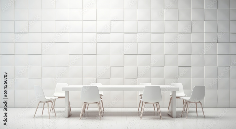 Fototapeta premium white chairs and desk in meeting room