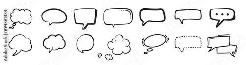 Hand drawn sketch elements speech bubble on transparent background