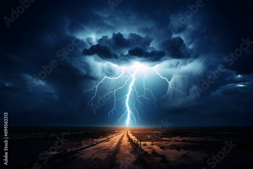 lightning strike, thuderstorm, lightning on road