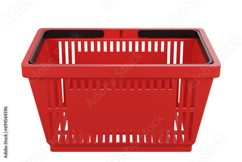 Plastic shopping basket. Isolated supermarket shopping cart.