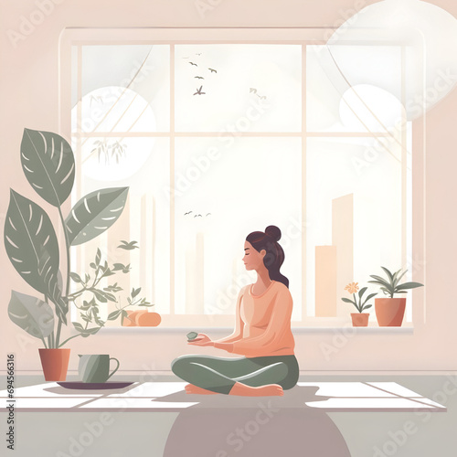 person relaxing in the morning