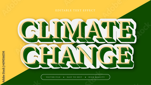 Yellow beige and green climate change 3d editable text effect - font style