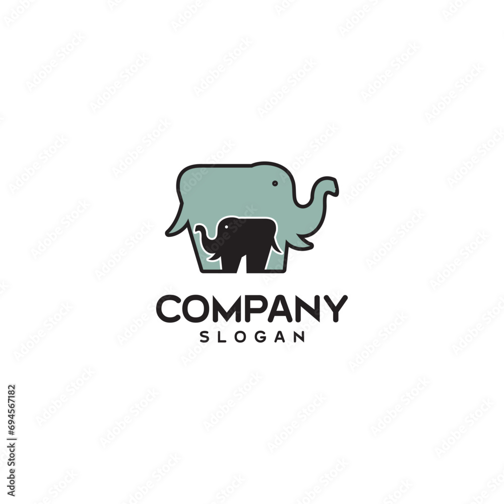 Elephant faimly logo design timeless emblem brand identity logotype abstract minimalist monogram typography vector editable