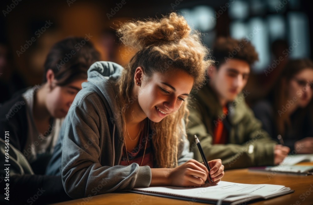 A vibrant scene unfolds on International Day of Education, showcasing diverse students engaged in learning, symbolizing global knowledge-sharing and educational empowerment for a brighter future