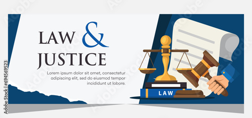 Horizontal law firm banner template design. Premium banner template