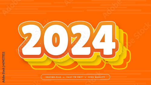 Yellow orange and white 2024 3d editable text effect - font style