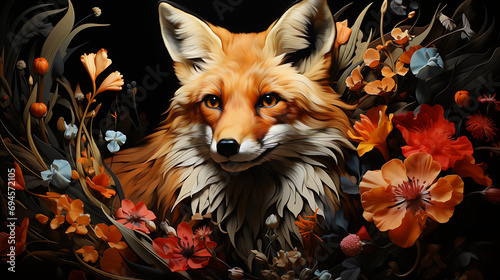 The fox should be depicted with vibrant, expressive colors and bold