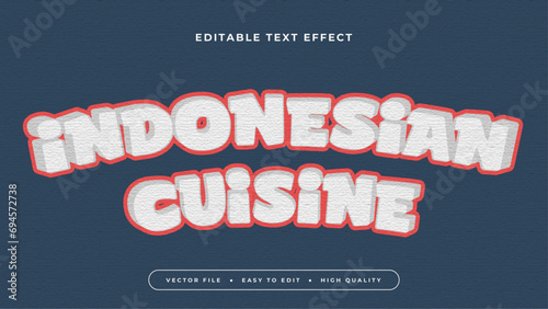 Blue gray grey and red indonesia cuisine 3d editable text effect - font style