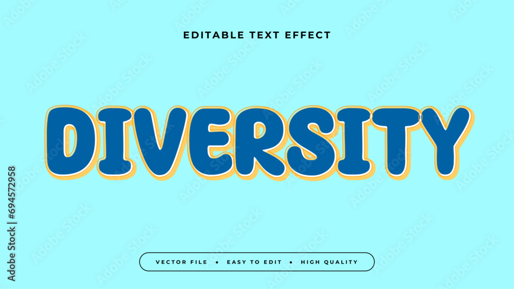 Yellow and blue diversity 3d editable text effect - font style