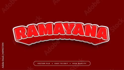 Red and white ramayana 3d editable text effect - font style