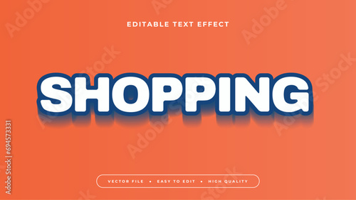 Peach blue and white shopping 3d editable text effect - font style