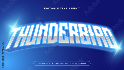 Blue and white thunderbird 3d editable text effect - font style