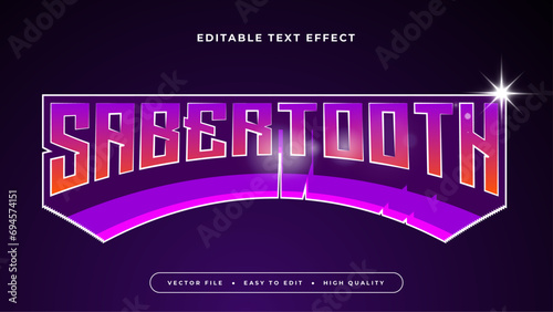 Red and purple violet sabertooth 3d editable text effect - font style