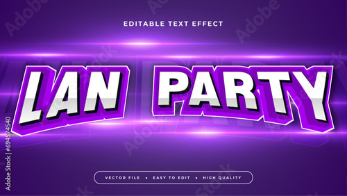 Purple violet and white LAN party 3d editable text effect - font style