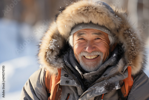 portrait of an elderly man from a cold northern region photo