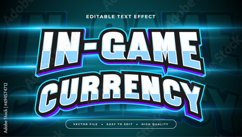 Blue and white in game currently 3d editable text effect - font style