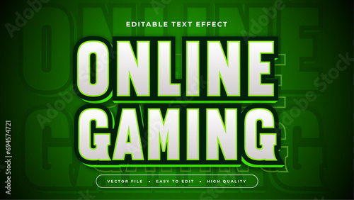 Green and silver online gaming 3d editable text effect - font style