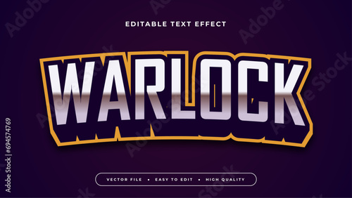 Purple violet yellow and white warlock 3d editable text effect - font style