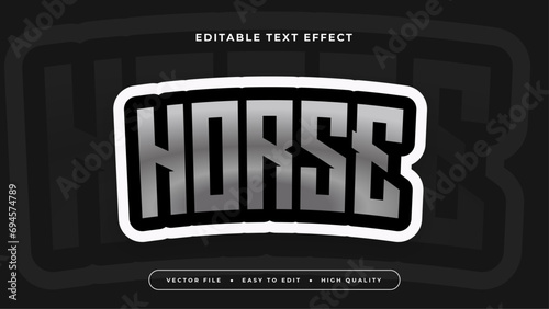 Black white and gray grey horse 3d editable text effect - font style