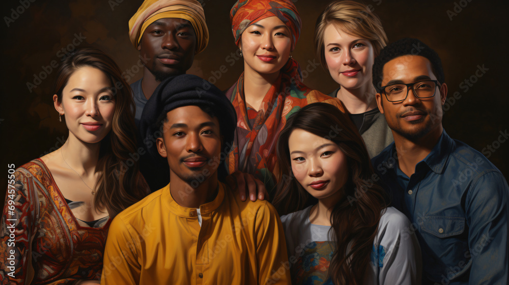 group of people from different cultural backgrounds. Generative AI group of people from different cultural backgrounds. Generative AI