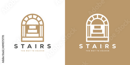 Creative Stairs Hope Logo. Road, Door, The Way to Heaven Logo Icon Symbol Desing Template.