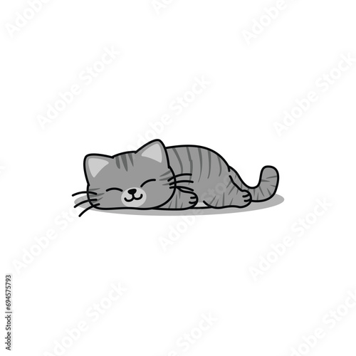 Wallpaper Mural Lazy tabby cat gray color sleeping cartoon, vector illustration