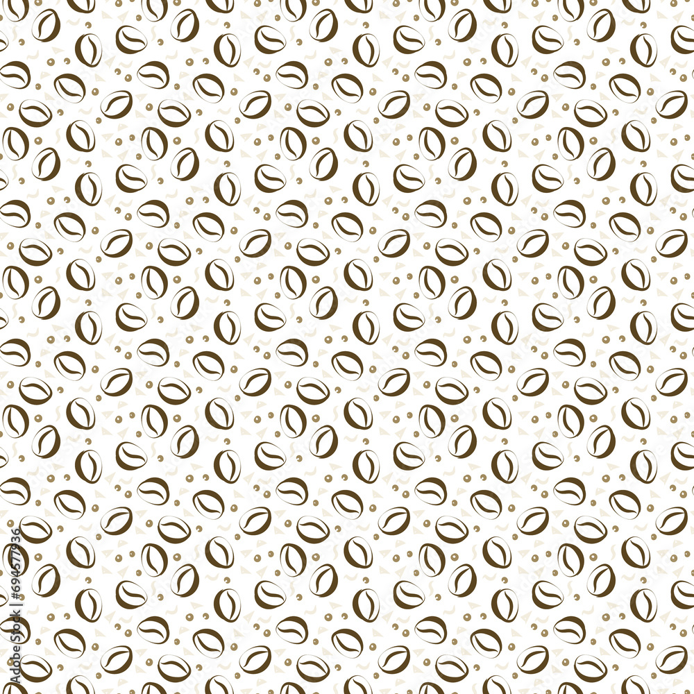 Coffee bean pattern, grain texture. Cappuccino, espresso in cafe, hand drawn seeds, cafeteria. paper, on transparent,png